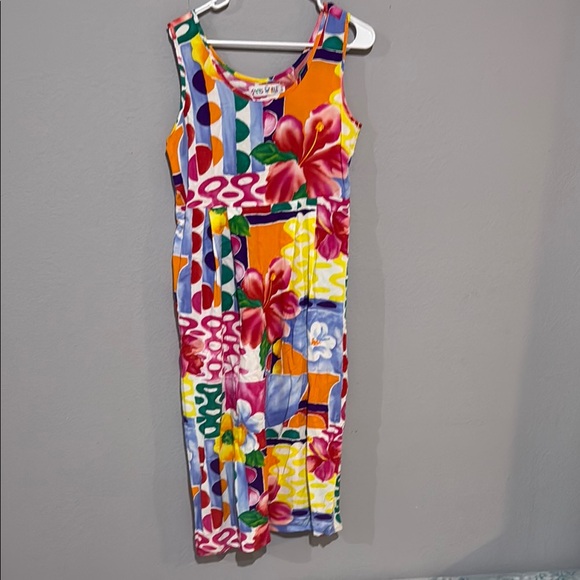 Jams World vintage 90s Red Pink hibiscus Sleeveless Sundress Maxi pockets floral - Picture 2 of 9